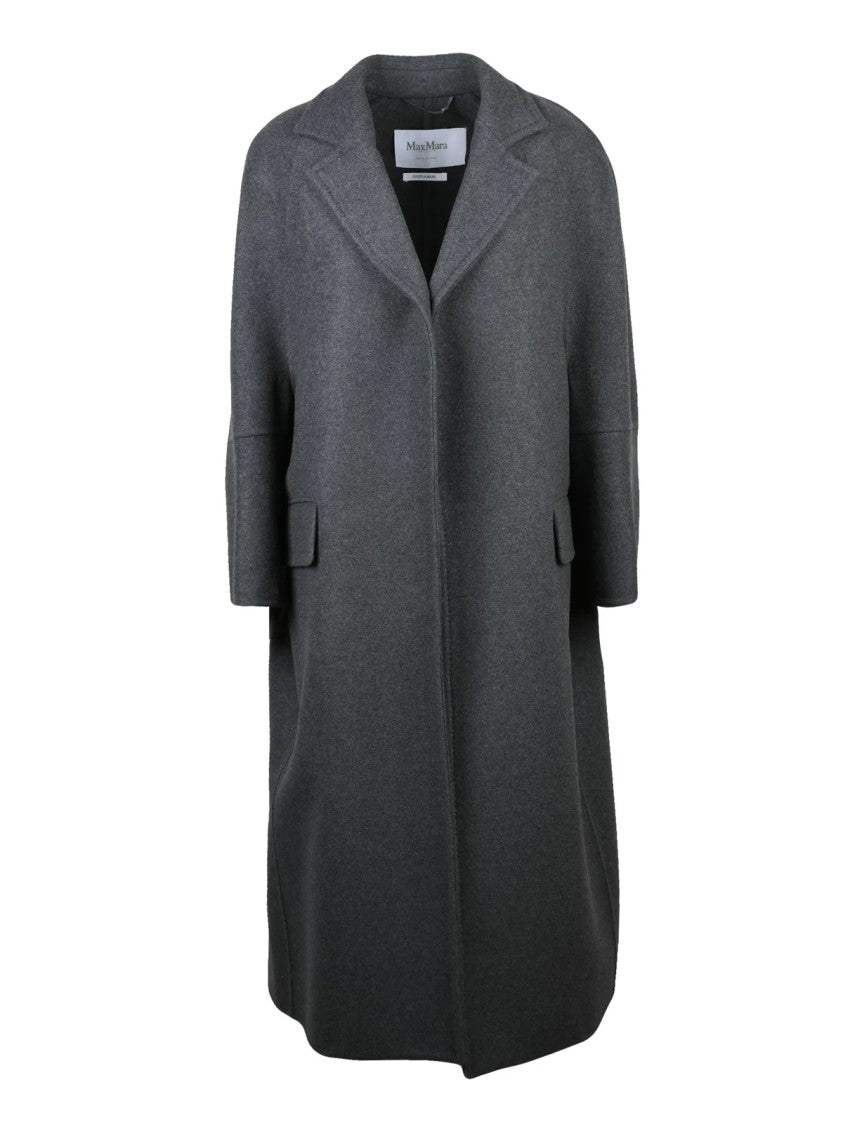 Max Mara Open-Front Wool Cashmere Coat With Wide Lapels And Flap Pockets
