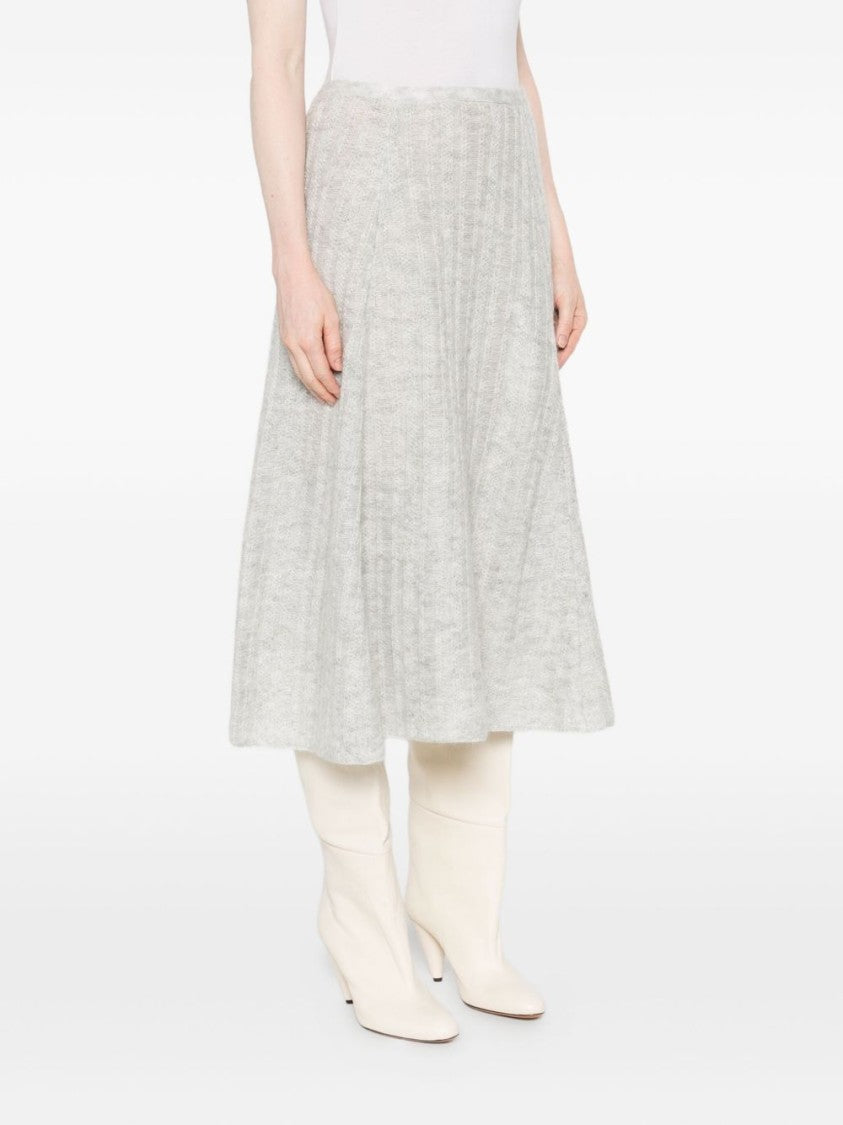 Twin-Set Knee-Length Ribbed A-Line Skirt