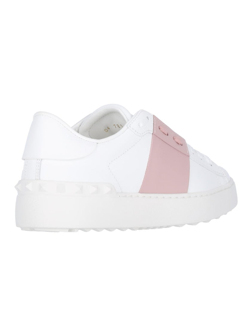 Valentino Garavani Rockstud Untitled Sneakers With Contrast Pink Accents