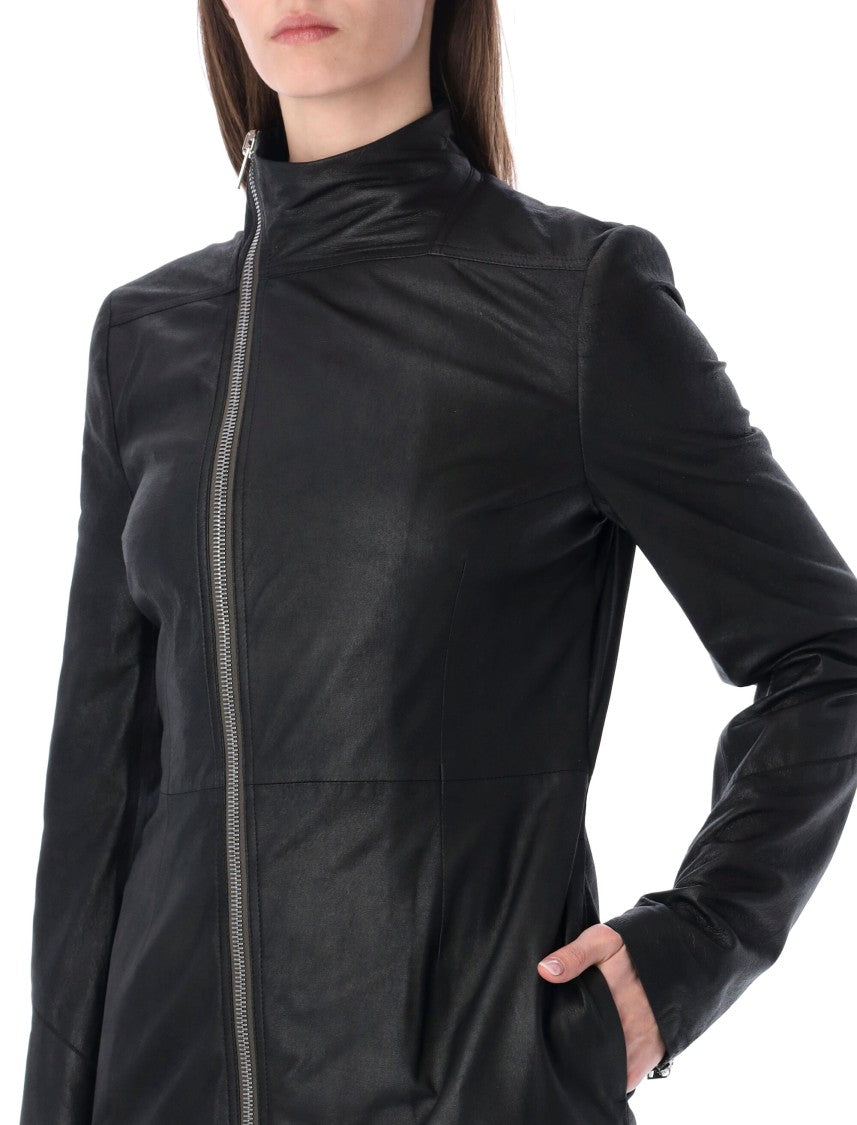 Rick Owens Gary Matte Black Leather Coat