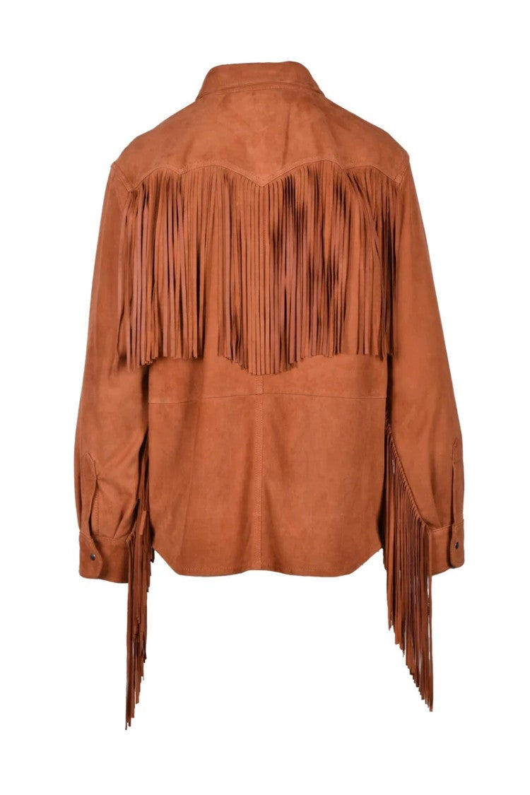 Wild Cashmere Suede Leather Shirt - Cognac