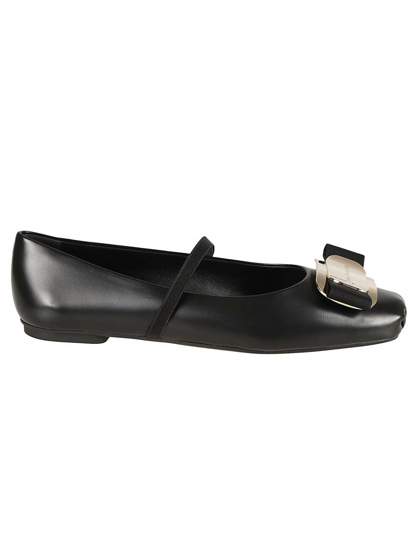 Ferragamo Lamb Leather Flats With Bow Accent