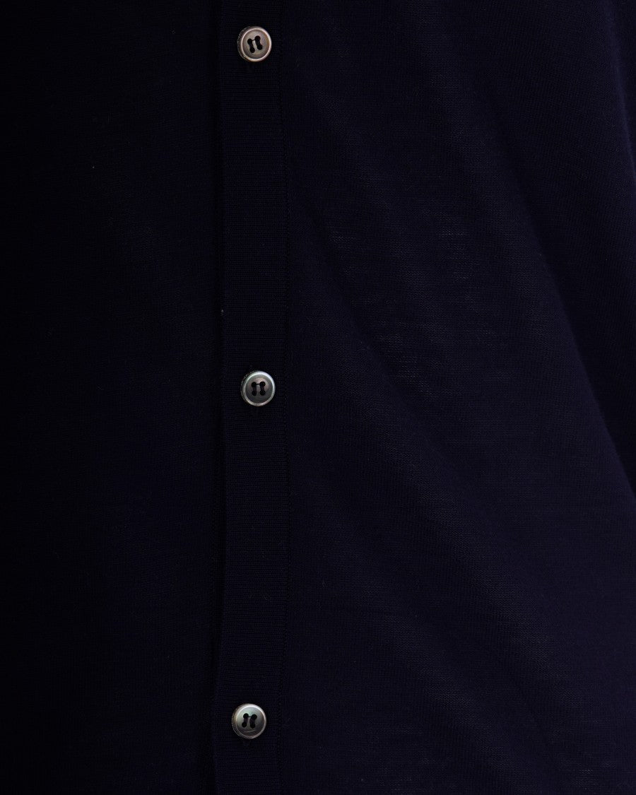Ballantyne Short-Sleeved Navy Button-Up Shirt With Classic Collar