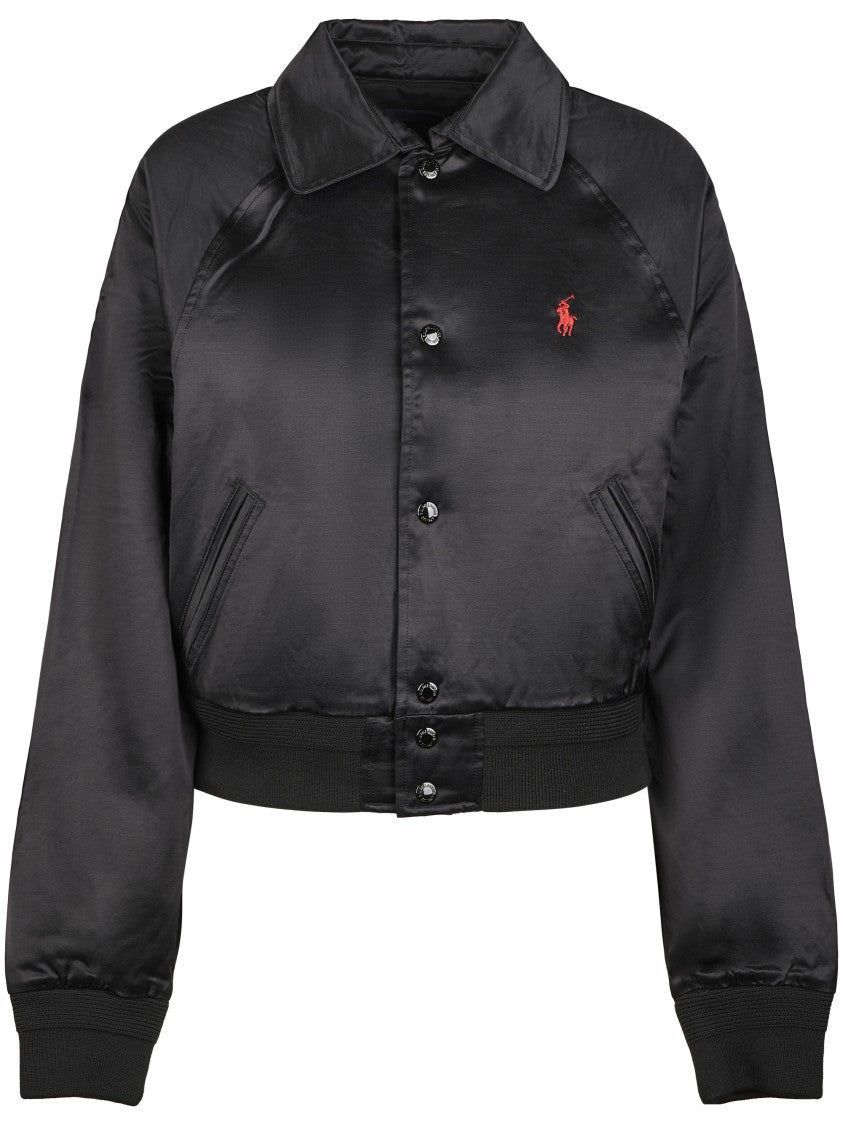 Polo Ralph Lauren Cropped Woven Bomber Jacket With Embroidered Motif