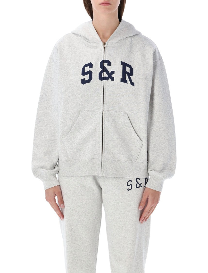 Sporty And Rich S&R Ivy Zip Hoodie In Melange Grey
