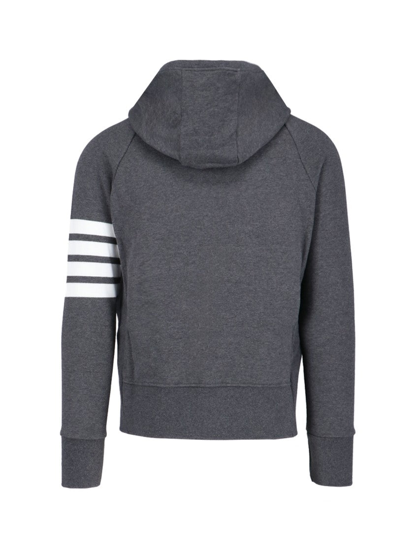 Thom Browne Dark Grey 4-Bar Cotton Zip Hoodie