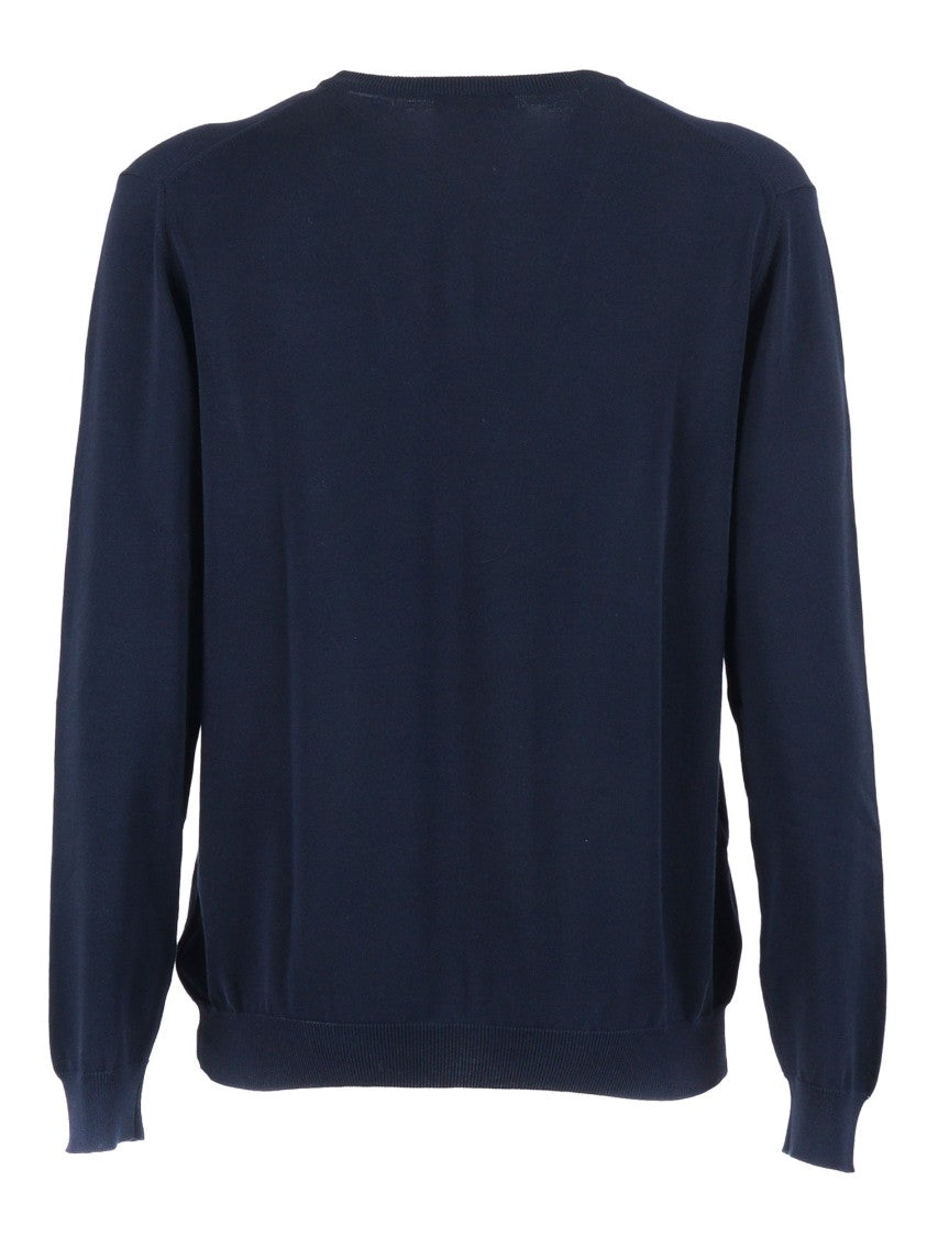 Slowear Zanone Navy Giro Ml Cotton Sweater