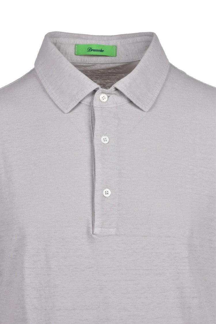 Drumohr Light Grey Cotton Linen Polo