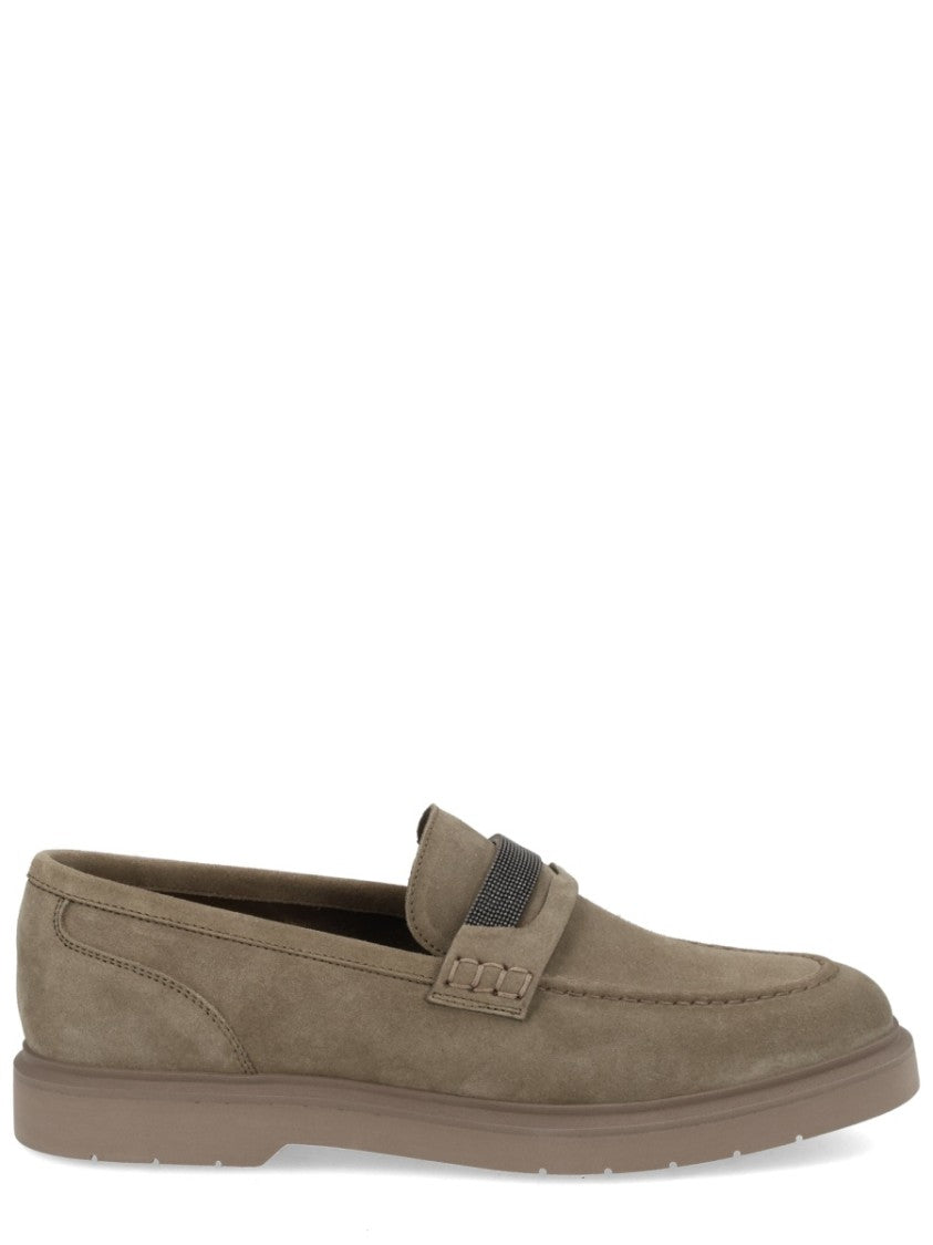 Brunello Cucinelli Sleek Rounded-Toe Leather Loafers