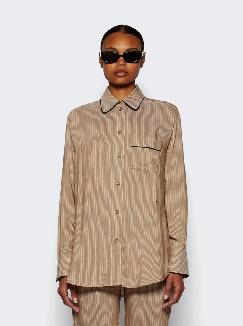 Victoria Beckham Piping Detail Pyjama Shirt Tobacco And Midnight