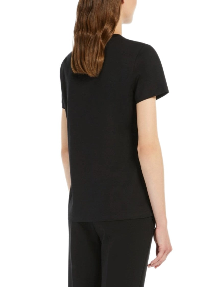 Max Mara Short-Sleeve Black T-Shirt With Embossed Logo