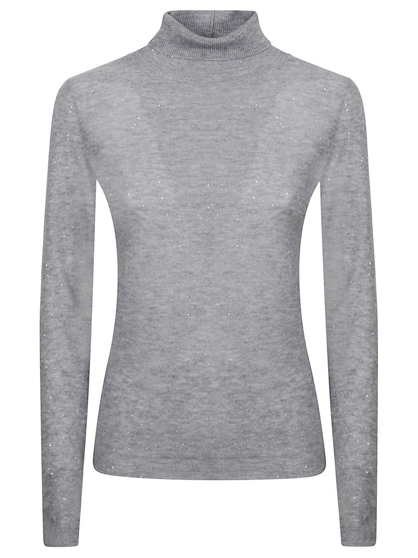 Fabiana Filippi Fitted Turtleneck Sweater With Delicate Sequin Accents