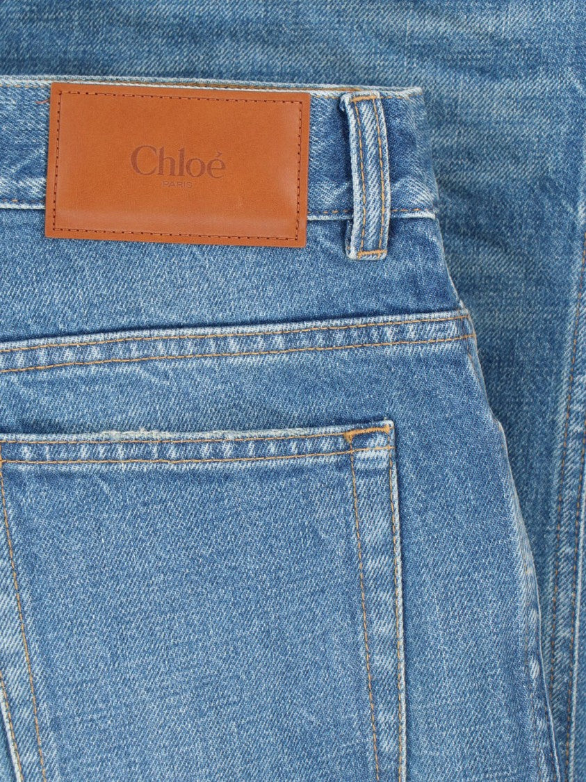 Chloé Blue Mid-Rise Straight-Leg Denim Jeans
