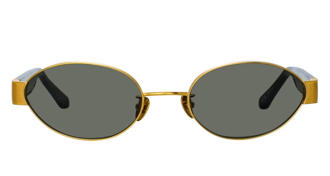 Linda Farrow Lfl Round Lens Sunglasses With Gold Frame