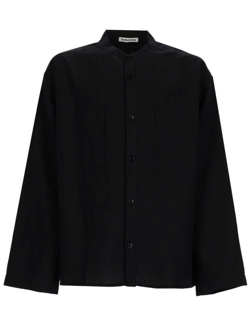 Ymc Neutrals Hawkeye Boxy Mandarin Collar Cotton-Linen Shirt
