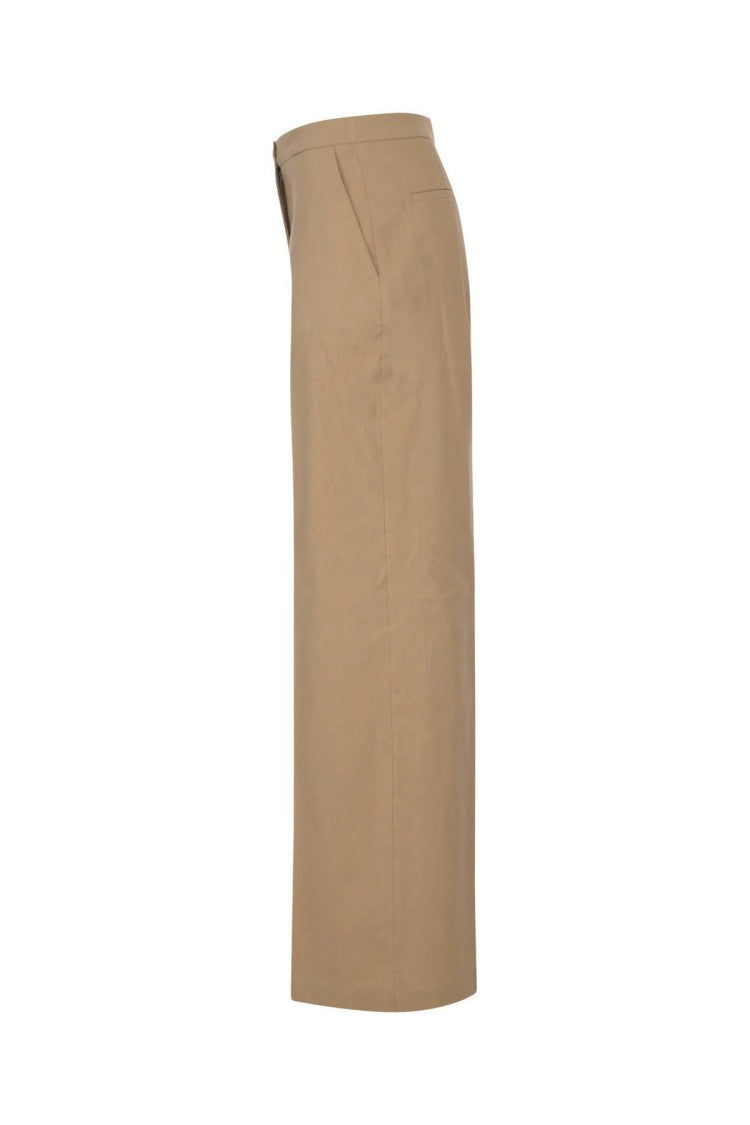 Pinko Camel Straight-Leg Tailored Linen-Blend Pants