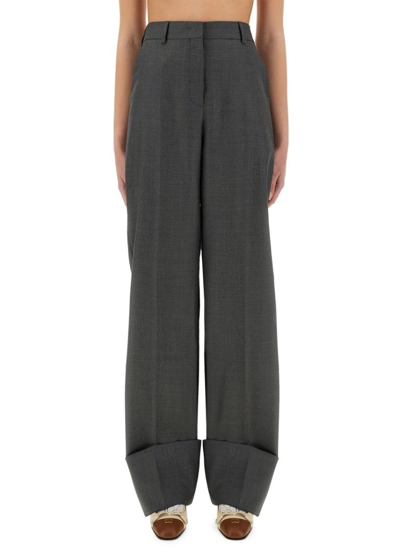 Valentino Straight Wide-Leg Virgin Wool Pants