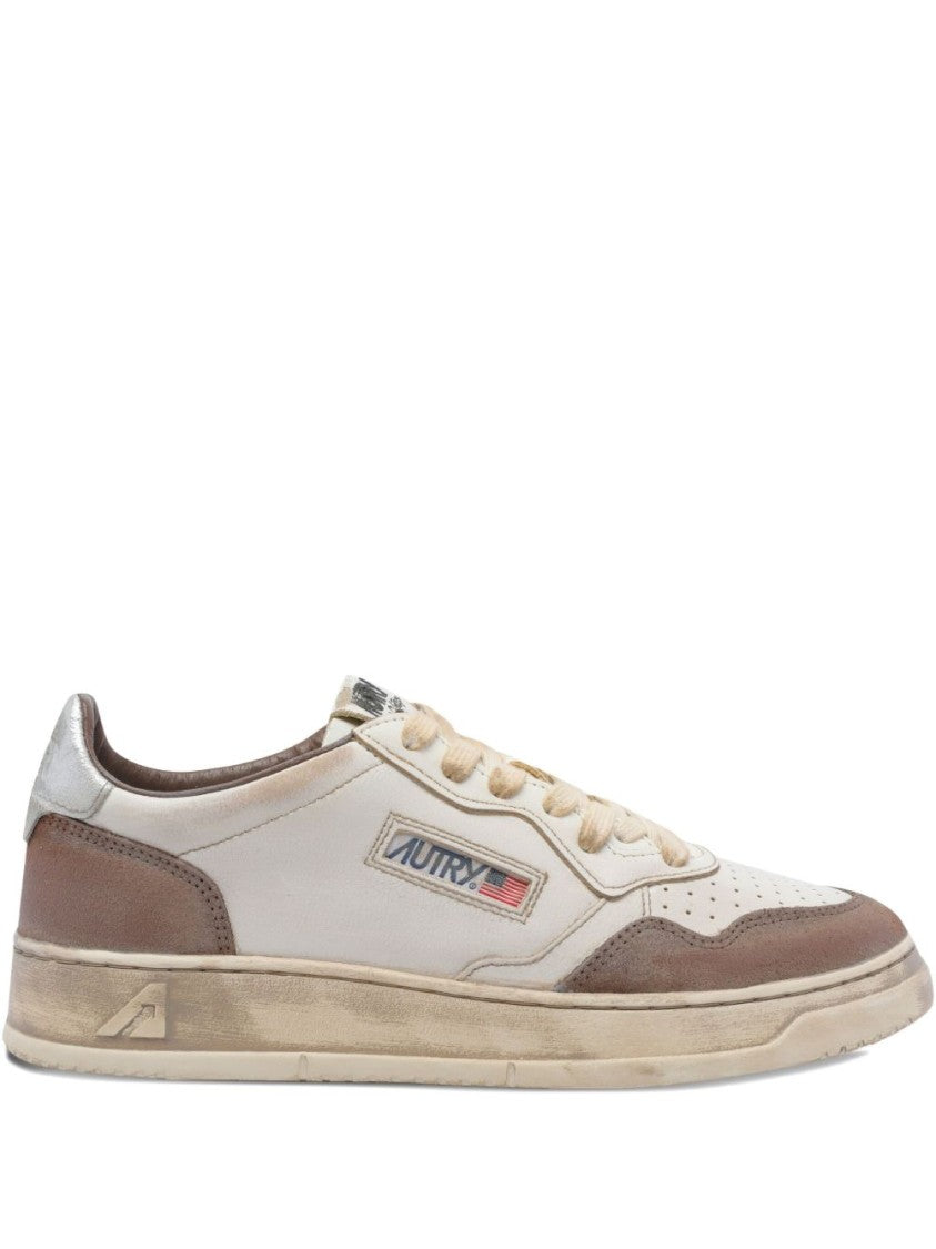Autry Vintage White Leather Sneakers With Suede Accents
