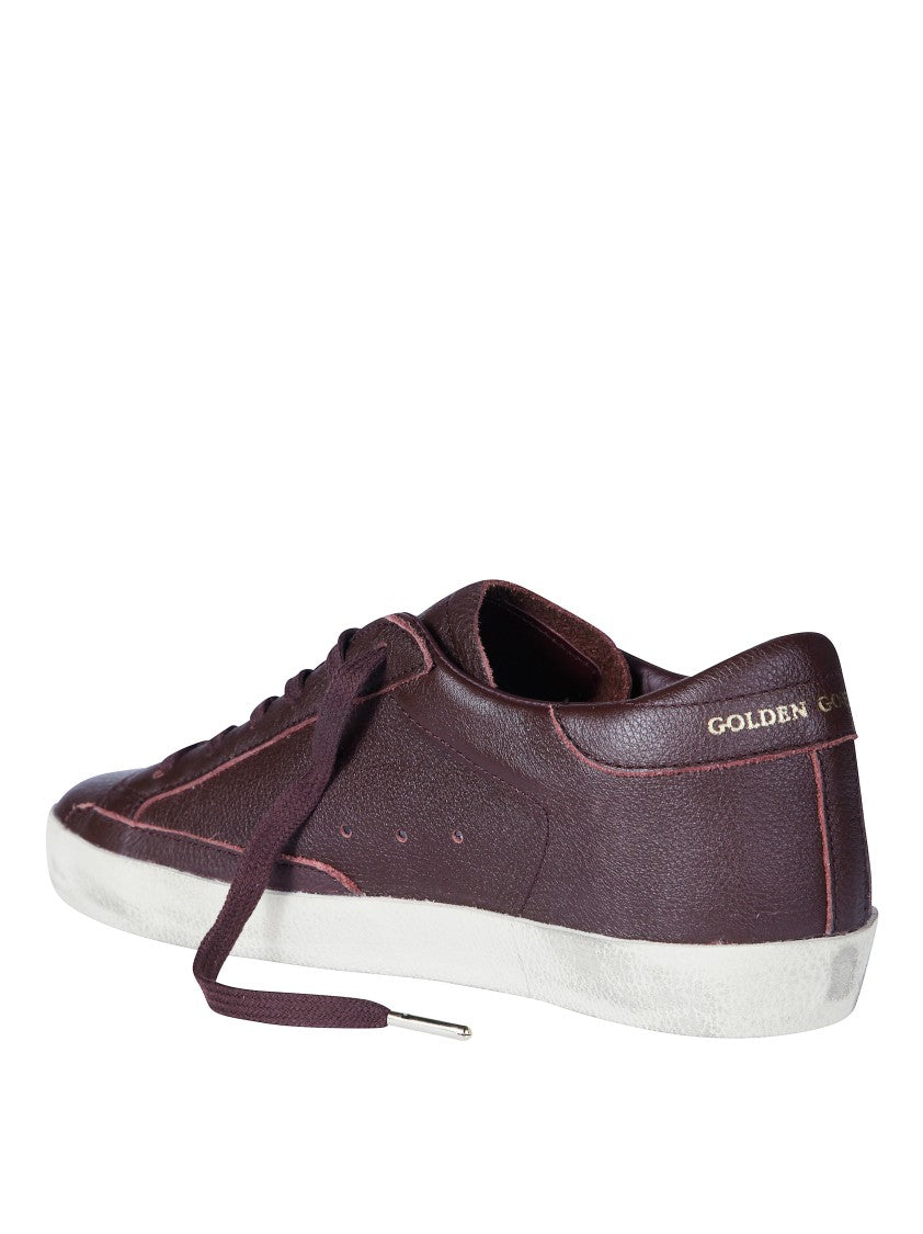 Golden Goose Super Star Leather Upper Star Heel Burgundy Sneakers