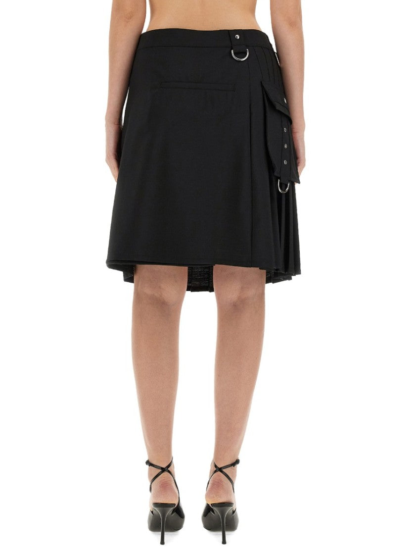 Givenchy Pleated Black Kilt Skirt