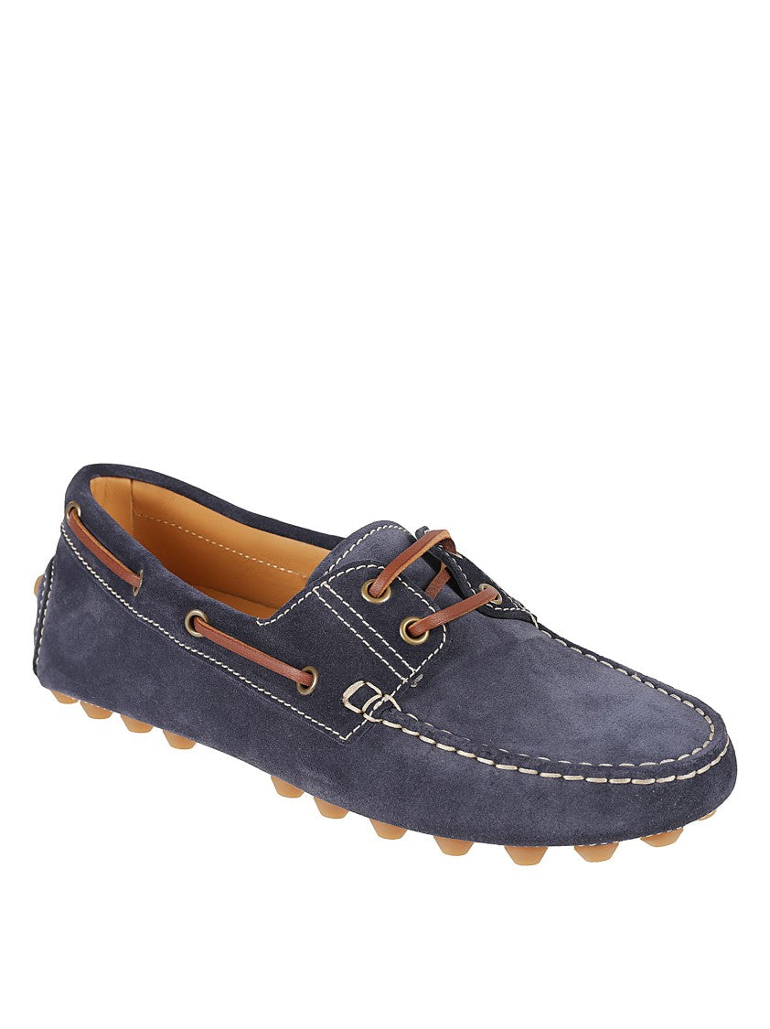 Tod's Blue Calfskin Flat Shoes