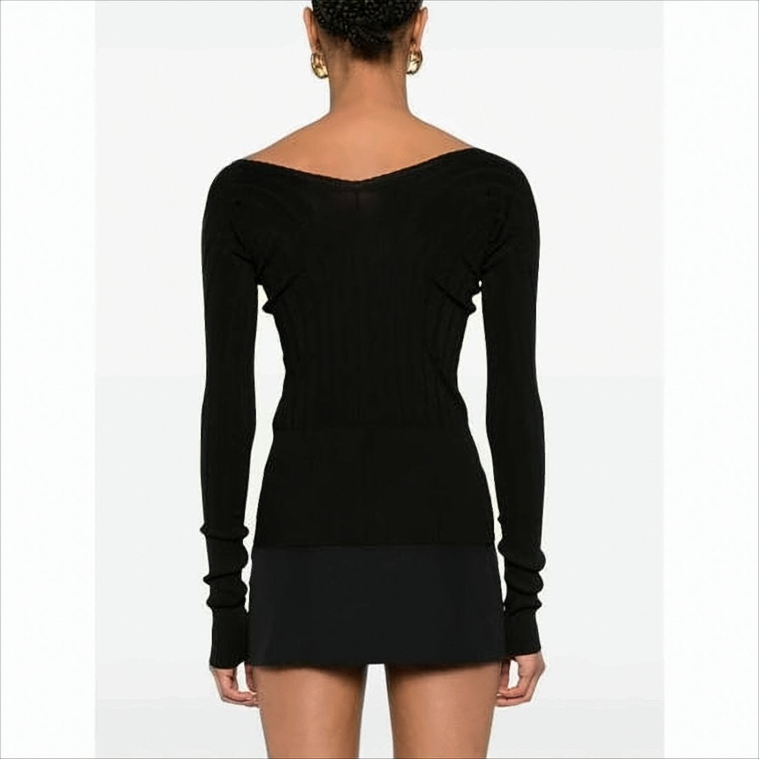 Jacquemus Deep V-Neck Knit Sweater With Ribbed Detailing