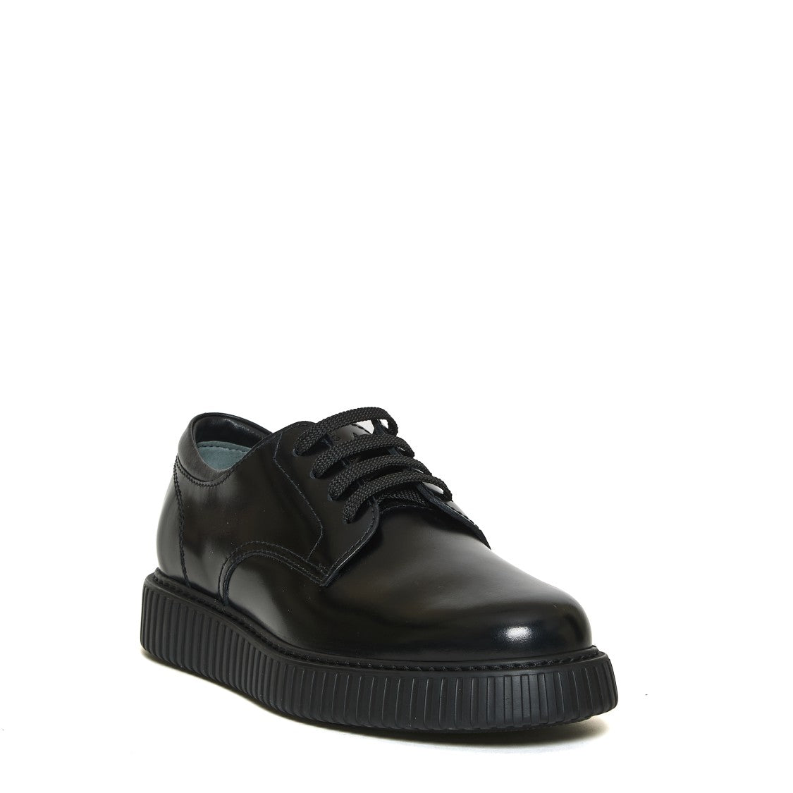 Hogan Lace-Up Black Leather Shoes With Textured Sole
