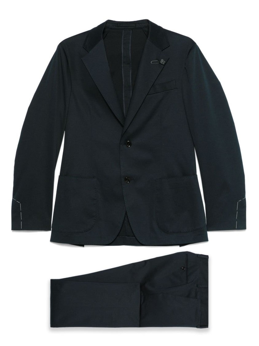 Lardini Tailored Blue Suit With Single-Breasted Jacket And Flat-Front Trousers
