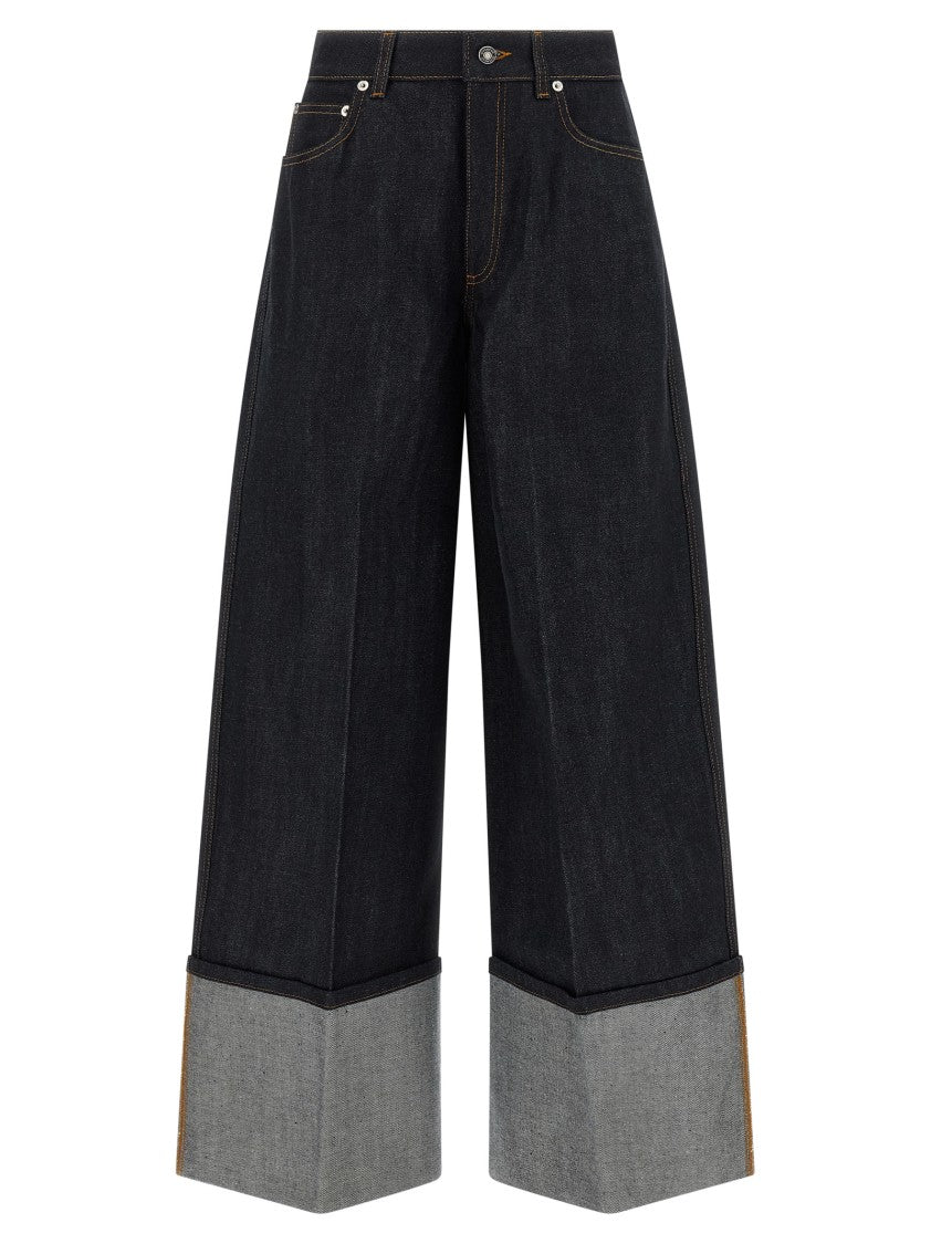 Givenchy Flared Black Denim Jeans With Stitched Turn-Up And Contrast Stitching