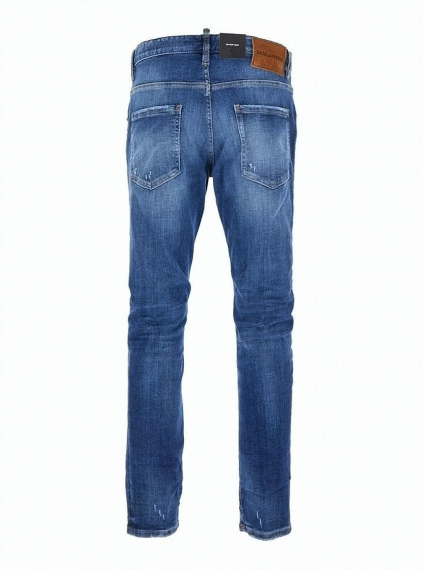 Dsquared2 Classic Blue Wash Denim Pants With Distressed Details