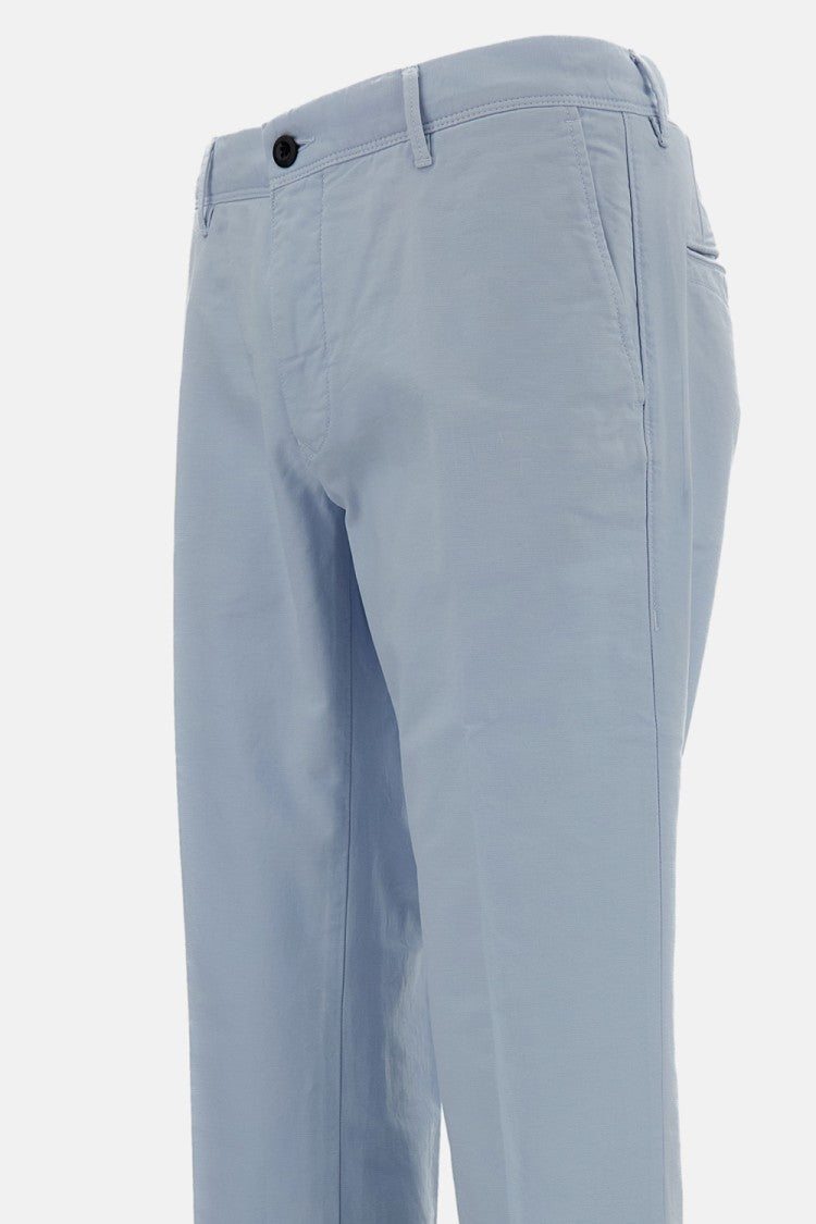 Incotex Light Blue Slim-Fit Cotton Trousers With Cuffed Hem