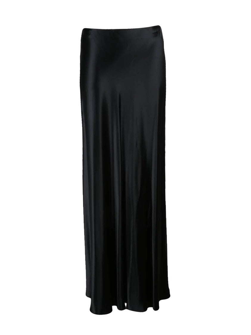 Alberta Ferretti Black Satin Viscose Maxi Skirt