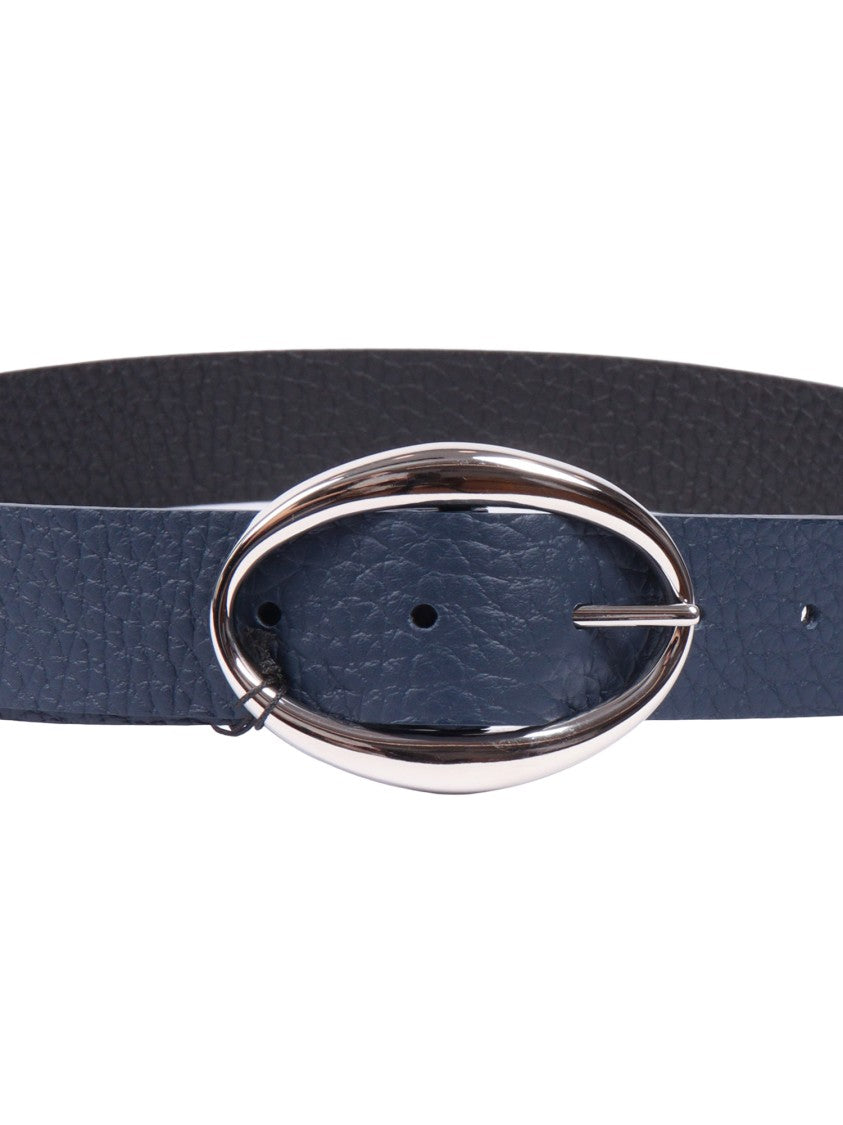 Claudio Orciani Calf Leather Belt With Polished Oval Buckle