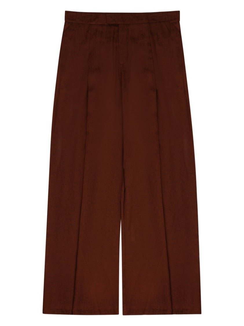 Oscar The Collection Wide-Leg Brown Trousers With High Waist And Tailored Finish