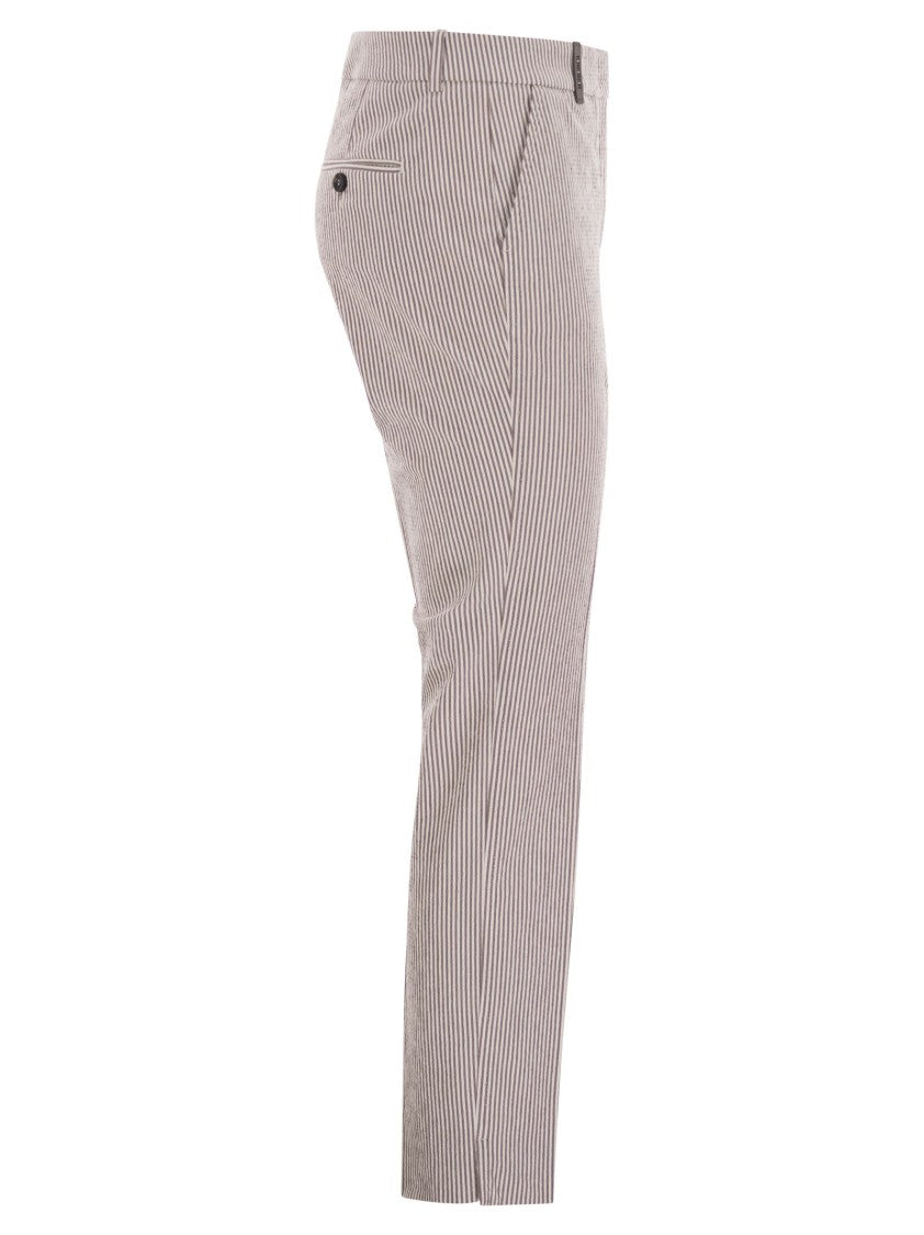 Peserico Seersucker Cotton Cigarette Trousers