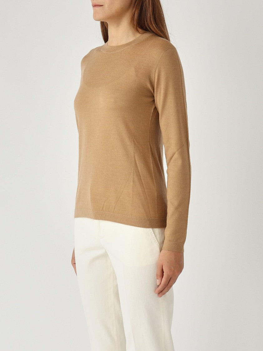 Max Mara Malesia Fine-Knit Sweater In Camel Brown