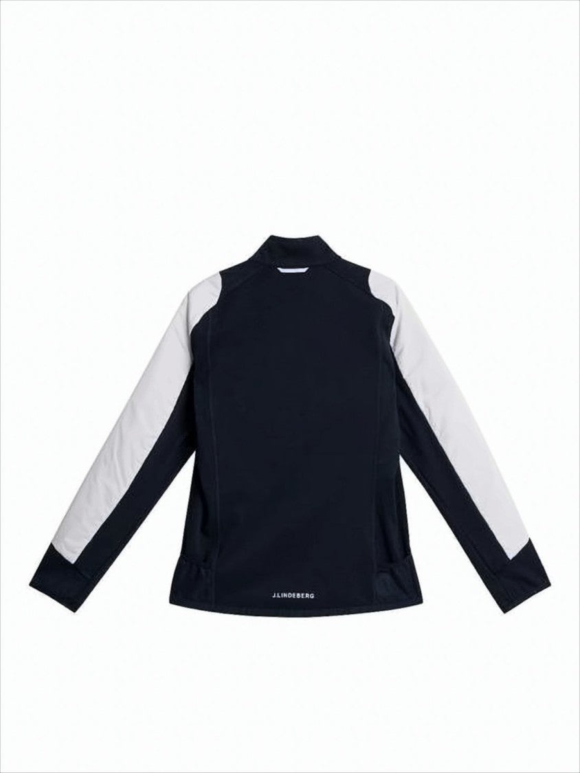 J Lindeberg Fitted Color Block Jacket With Stand Collar
