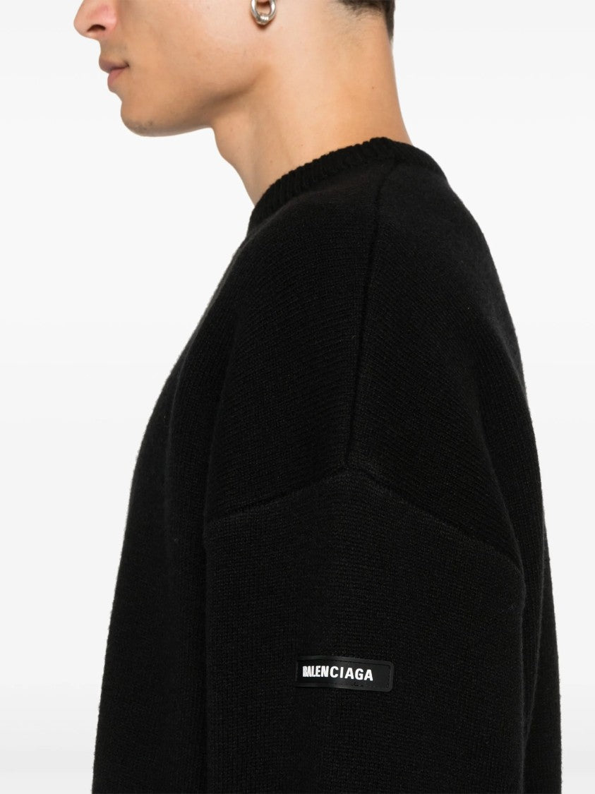 Balenciaga Black Relaxed Fit Crew Neck Sweater