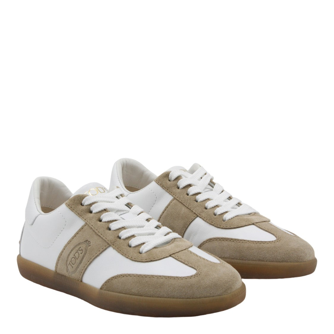Tod's White Leather And Beige Suede Sneakers