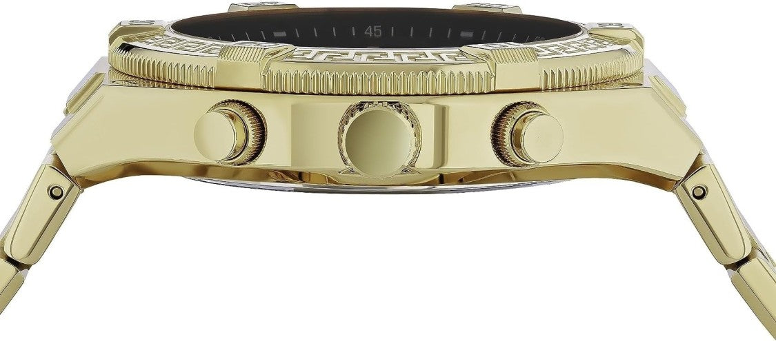 Versace Chronograph Watch With Gold-Tone Stainless Steel Case And Black Dial