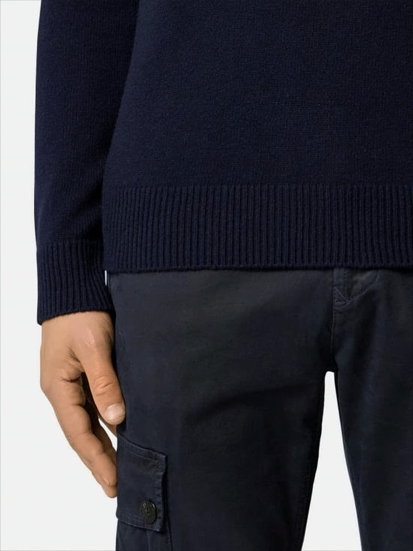 Stone Island Half-Zip Knit Sweater With Ribbed Stand Collar
