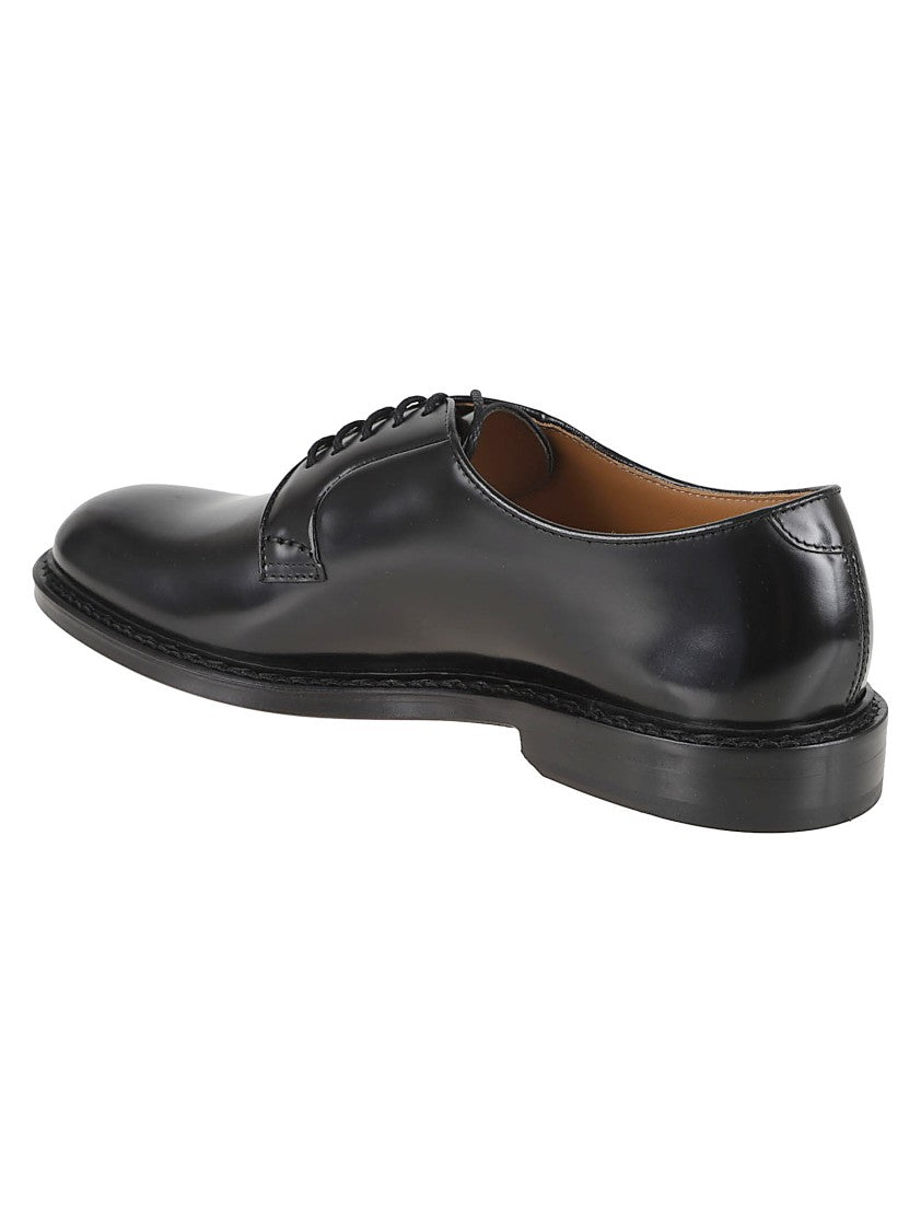 Doucal's Black Brushed Calfskin Derby Loafers