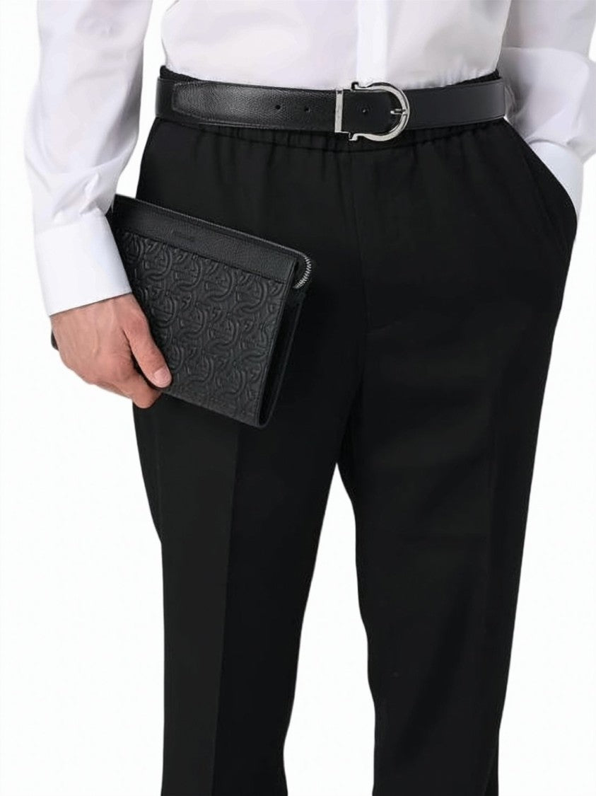 Salvatore Ferragamo Embossed Calfskin Leather Clutch
