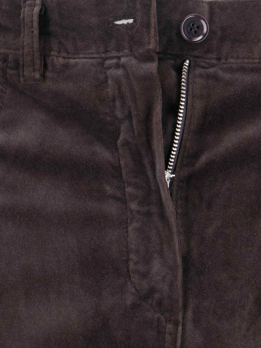 Aspesi High-Waisted Velvet Wide-Leg Trousers With Flared Design