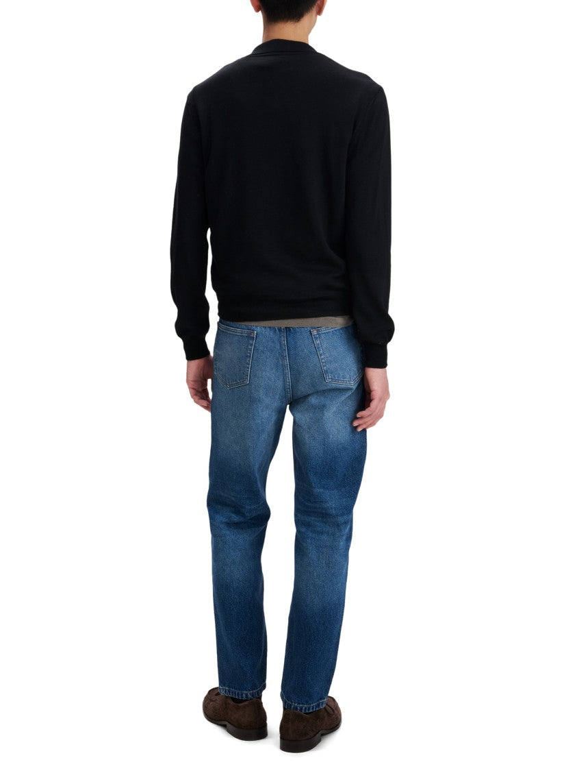 A.P.C. Polo Riou Virgin Wool Long-Sleeve Polo Shirt
