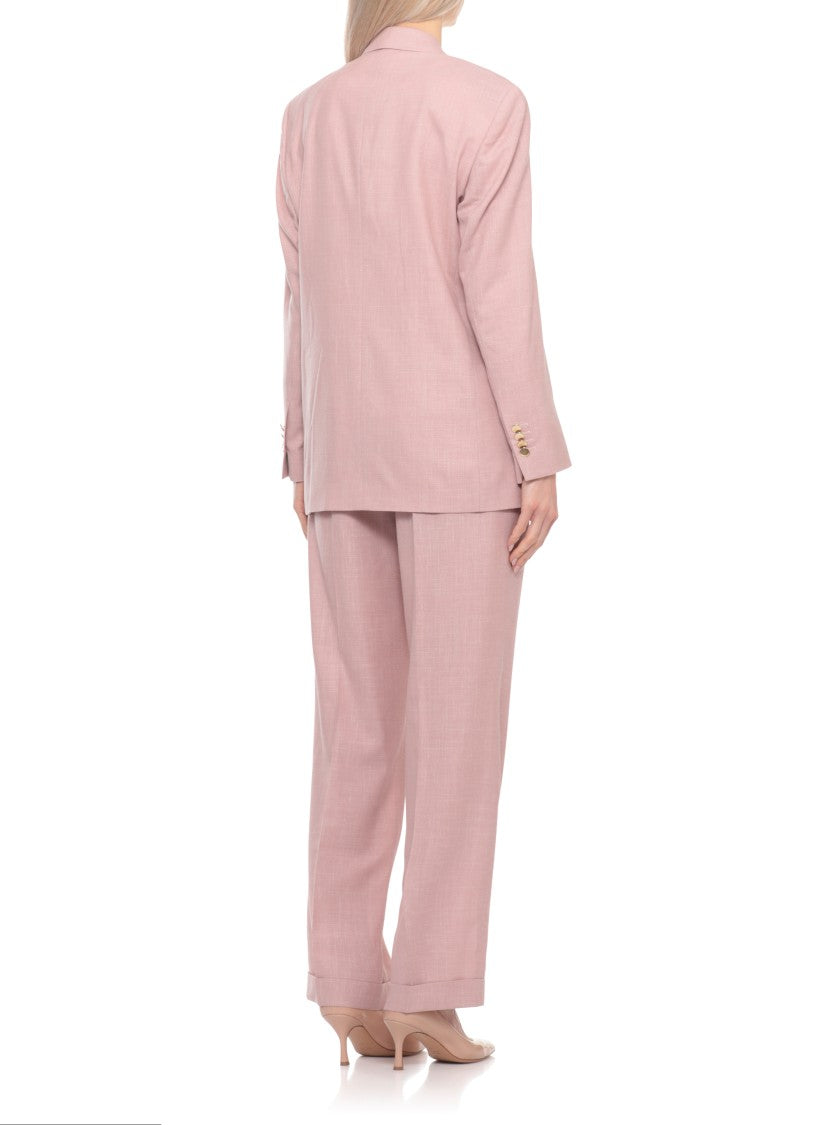 Lardini Pink Wool Silk Double-Breasted Blazer