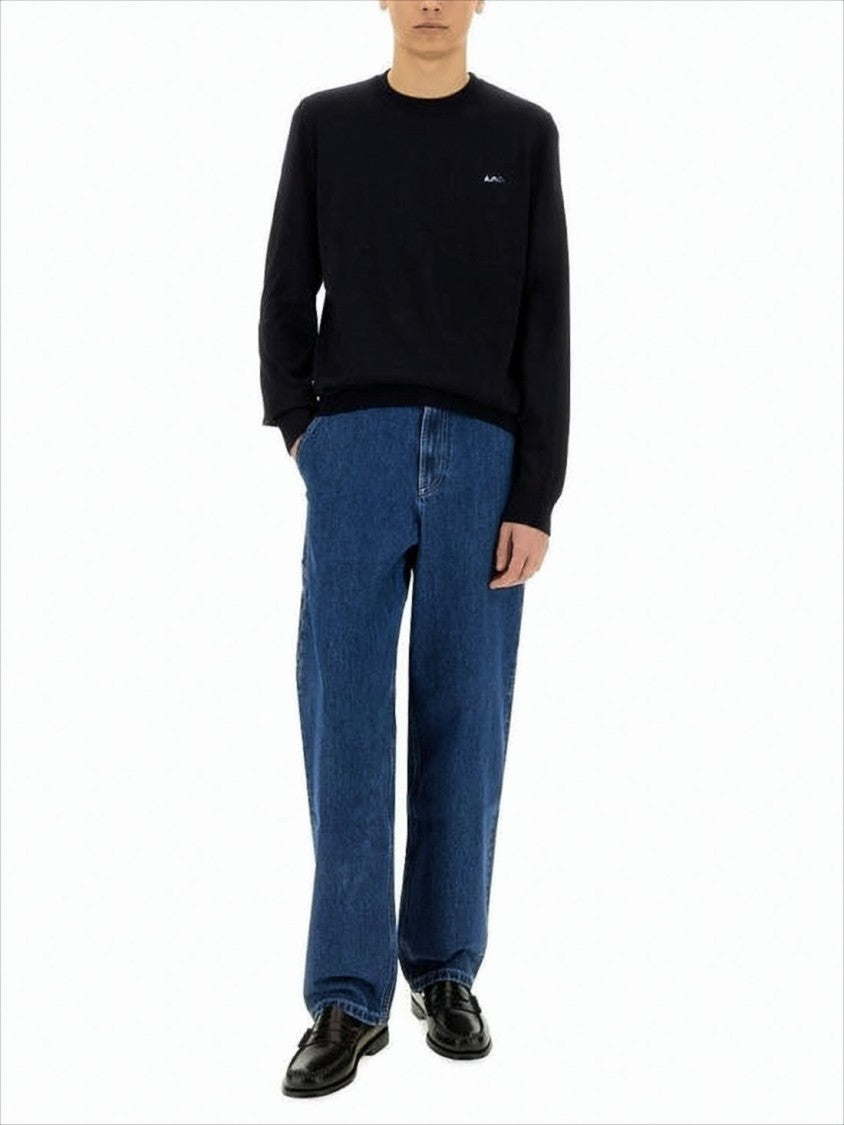 A.P.C. Black Wool Sweater With Crew Neckline