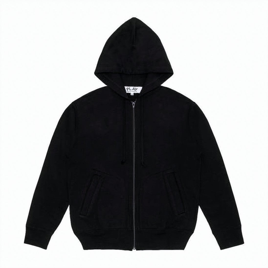 Comme Des Garçons Black Zip-Up Hoodie With Drawstring Hood