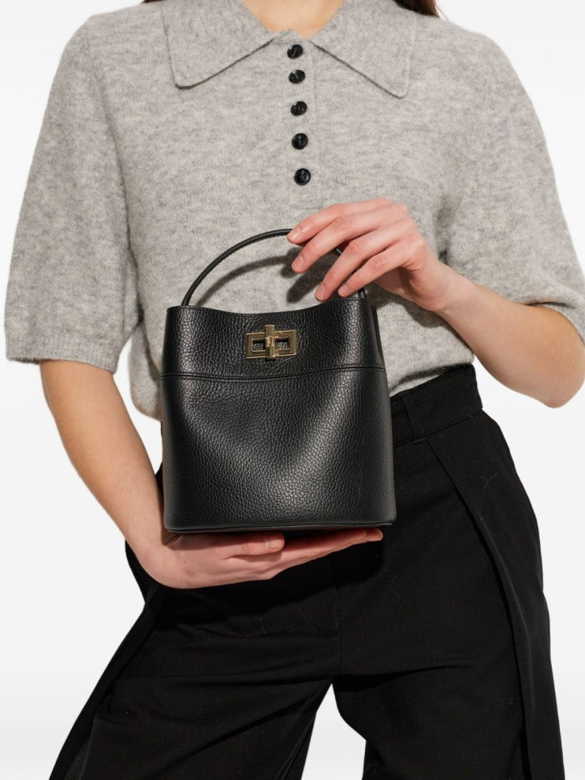 Furla Structured Pebbled Leather Gold-Closure Handbag