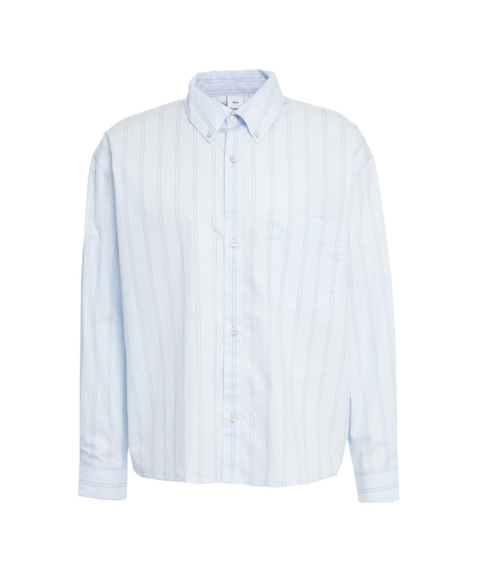 Won Hundred Button-Down Shirt With Classic Collar And Vertical Stripes